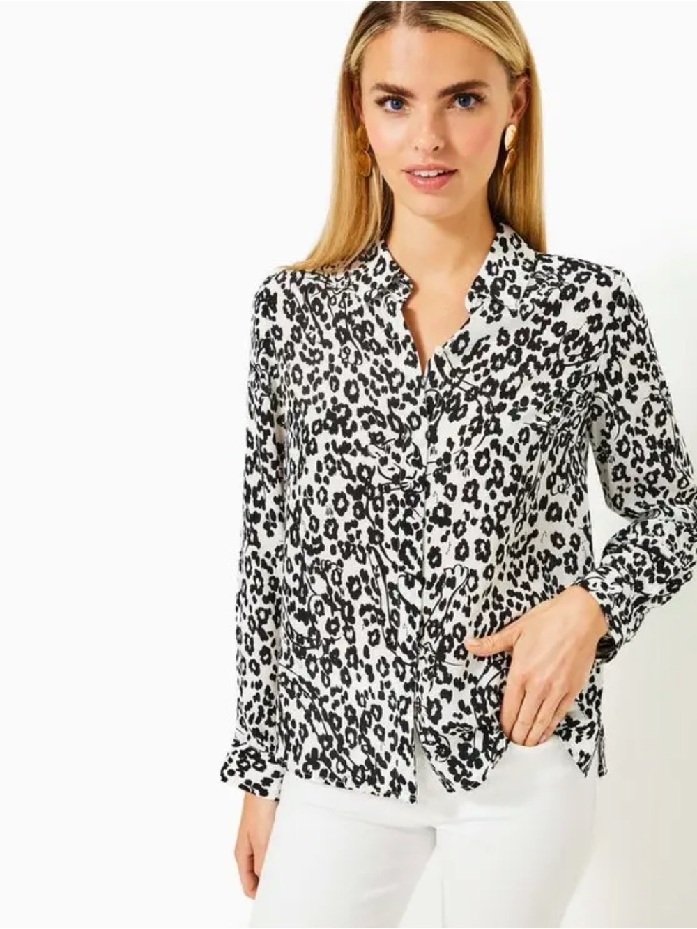 Lilly Pulitzer Kiran Silk Button Down Blouse Medium